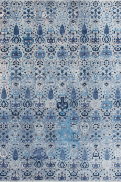 Ambi Vertical Blue Gray Hand Knotted Contemporary Rug