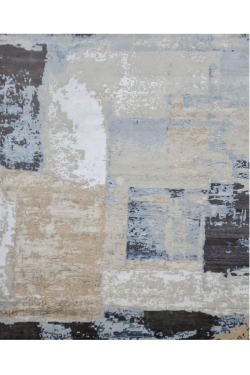 Burst of Gray Indian Modern Hand Knotted Rug