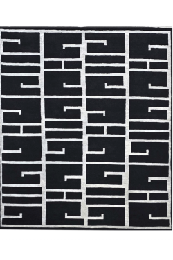 9x12 Black and White Modern Hand Knotted Carpet
