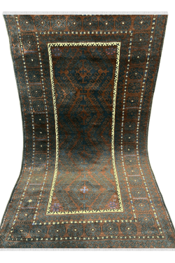 Dark Brown Self Embossed Afghan Handmade Carpet