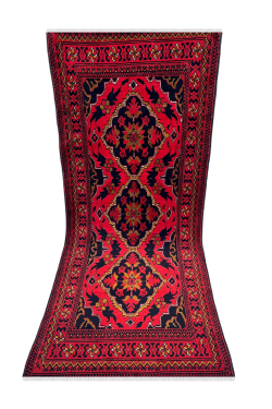 Deep Red Sea Small Afghan Hand Knotted Carpet