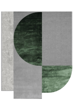 Bottle Green Gray Concentric Handmade Rug