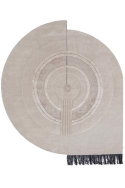 Neutral Circular Rug Wit Pendulum Design Handmade Rug