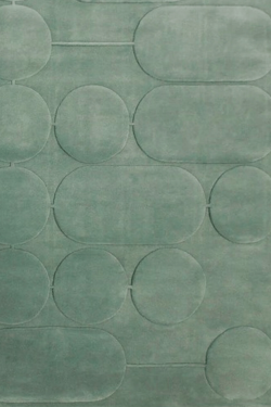 Embossed Forest Green Patterned Handmade Carpet