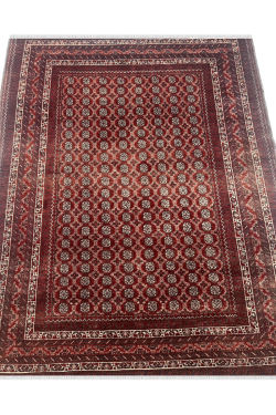 Dual Panel Afghan Bokhara brown carpet