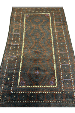 Dark Brown Self Embossed Afghan Handmade Carpet