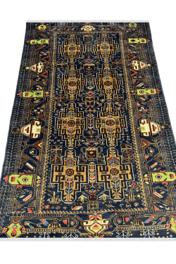 Dark blue exclusive Afghani Caucasian Handmade carpet