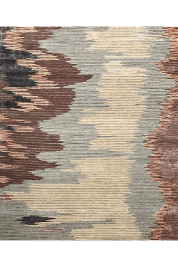Striped Hand Knotted Bamboo Silk Modern Area Rug