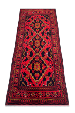Deep Red Sea Small Afghan Hand Knotted Carpet