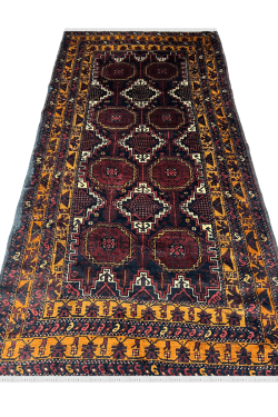 Auburn Maroon Double Layered Afghani Handmade Carpet
