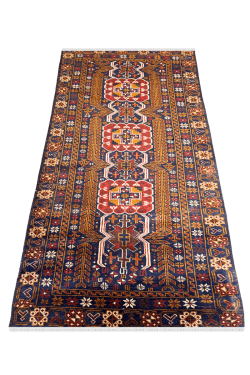 Single Panel Intricate Brown Hand Knotted Afghan Carpet
