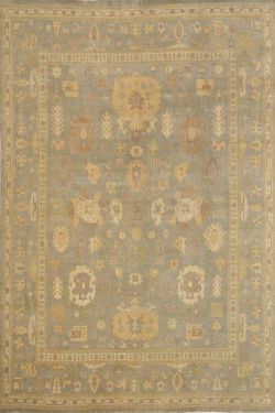 Hand Knotted Neutral Toned Oushak Carpet 