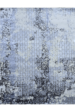 Blue Gray Wire Mesh Modern Hand Knotted Carpet