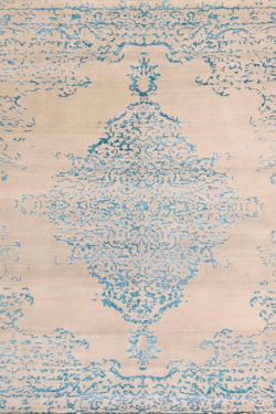 Cream Transitional Hand-Knotted Modern Carpet