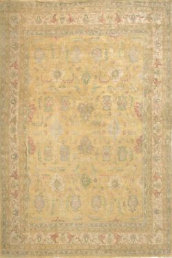 Handknotted Gold Floral Oushak Area Rug