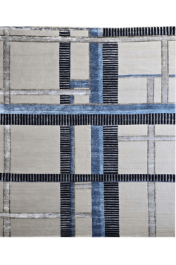 Chain Stitched Striped Contemporary Hand Knotted Rug