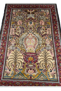 Kashmir Flower Vase Wool Handknotted Rug