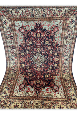 Maroon Center Piece Kashan Kashmir Handmade Carpet 