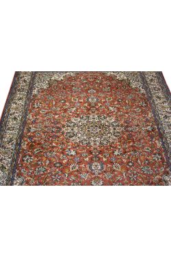 Rust Silk Kashan Area Rug