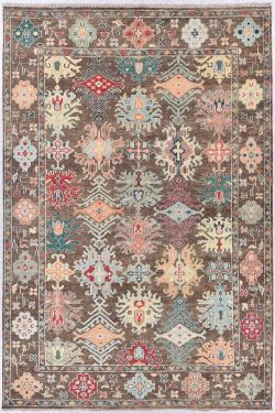 Oushak Pastel Brown Handknotted Area Rug