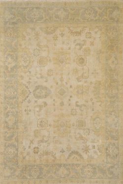 Beige Turkish Knots Handknotted Floral Pattern Carpet