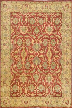 Floral Motif Oushak Red Handmade Carpet