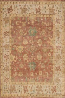 Peach Fuzz Floral Motif Handmade Oushak Rug