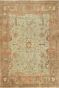 All Over Floral Motif Green Beige Oushak Rug