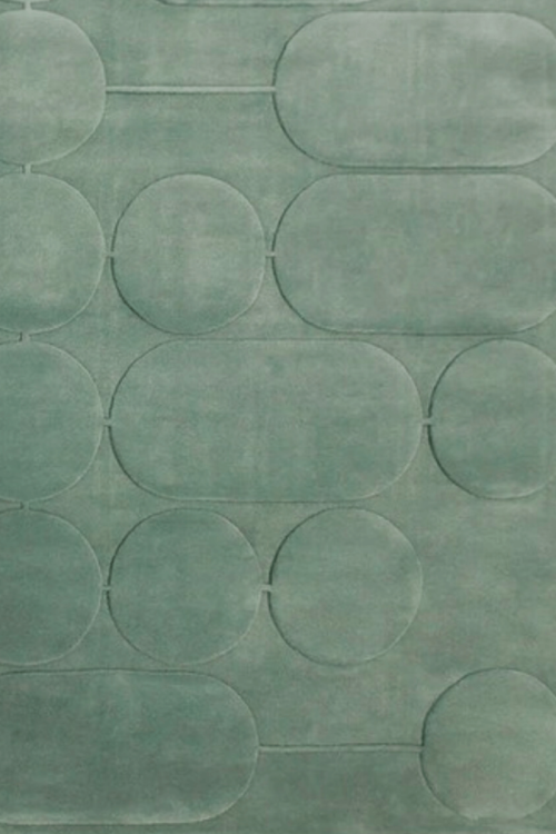 Embossed Forest Green Patterned Handmade Concentric Carpet