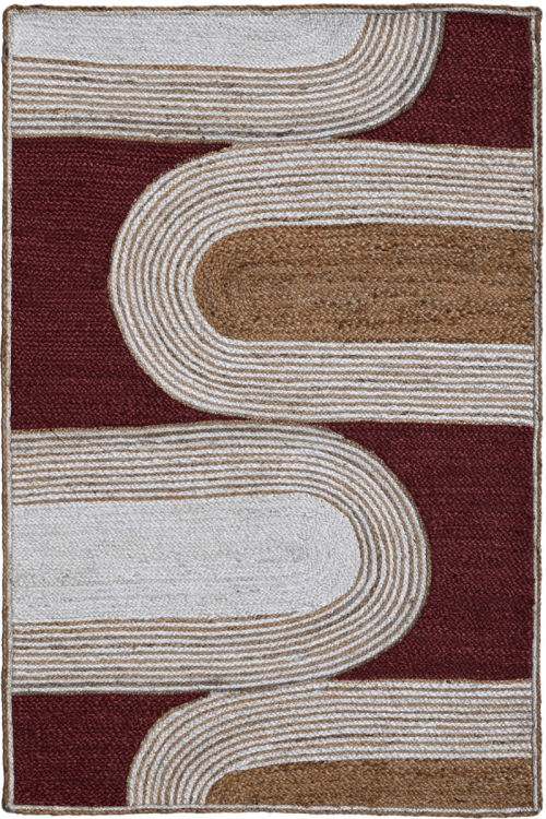 Four Oval Pattern Natural Fiber Handmade Rug