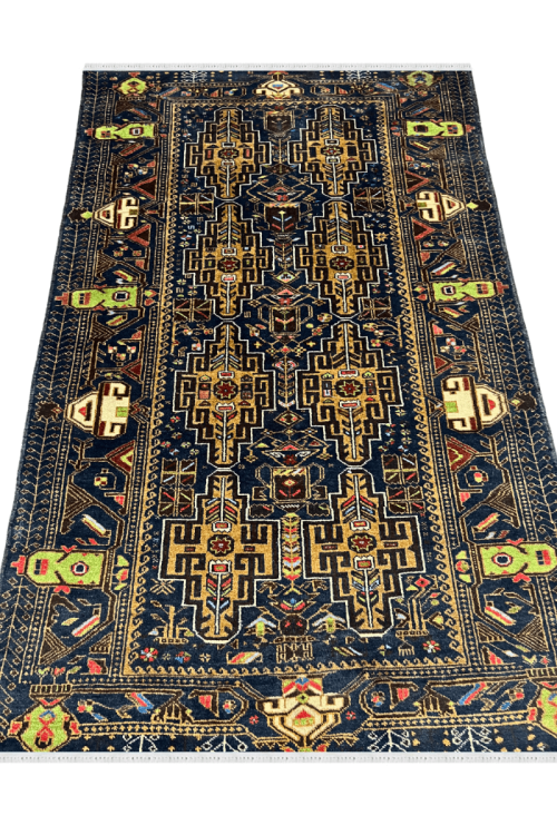 Dark blue exclusive Afghani Caucasian Handmade carpet