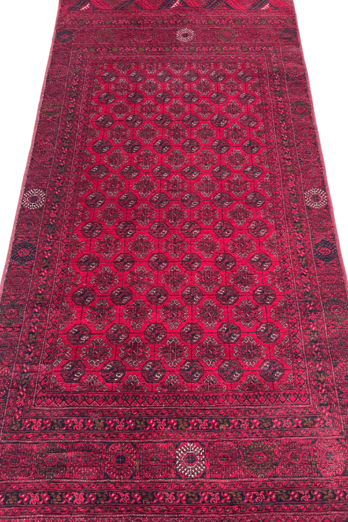 Central Motif Afghani Maroon Hand Knotted Area Rug