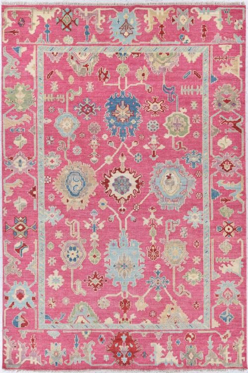 Blush Pink Oushak Handmade Area Rug