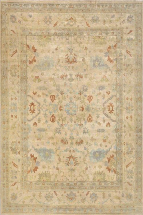 All Over Transitional Neutral Handmade Oushak Rug