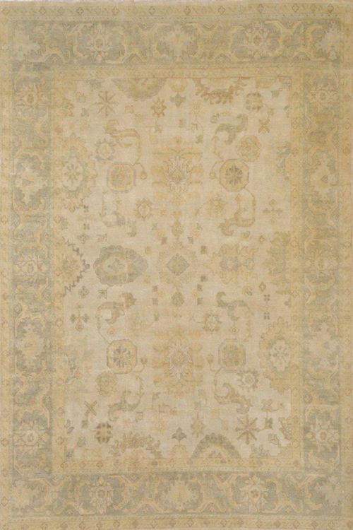 Beige Turkish Knots Handknotted Floral Pattern Carpet