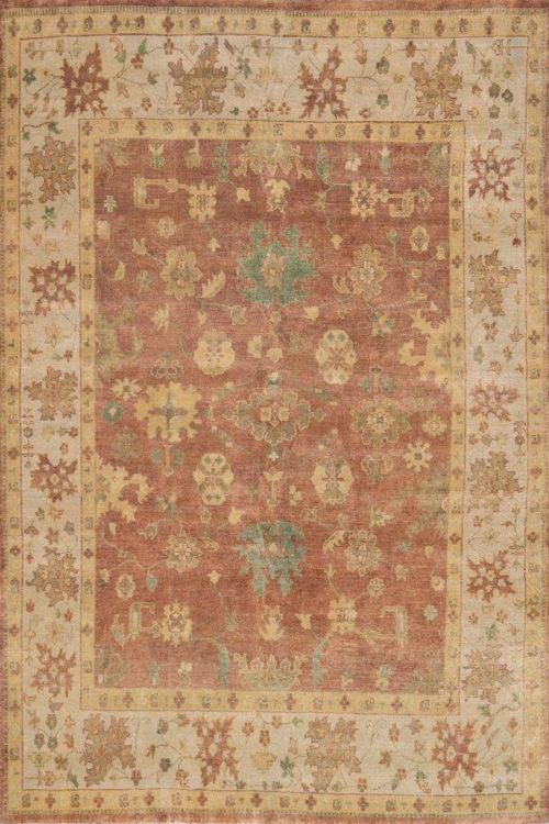 Peach Fuzz Floral Motif Handmade Oushak Rug