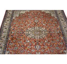 Rust Silk Kashan Area Rug