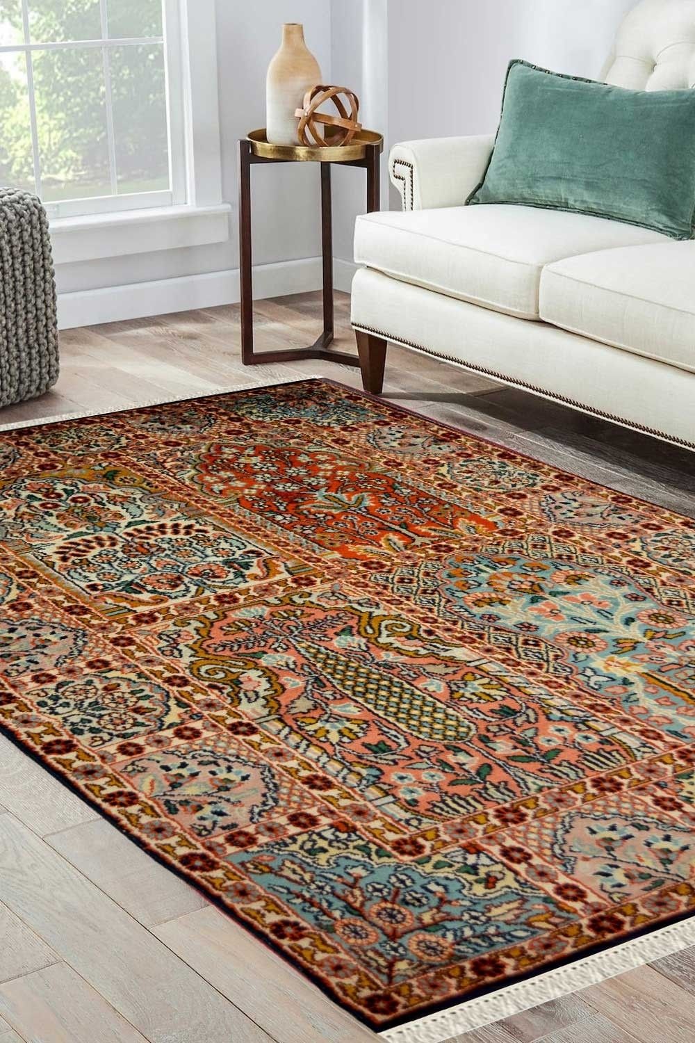 2x4 ft.Hamadan Silk rug, Kashmir Silk Rug